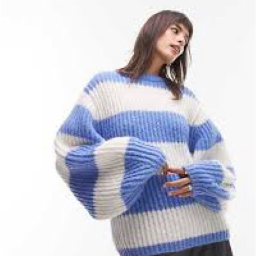 Topshop Stripe Balloon Sleeve Sweater